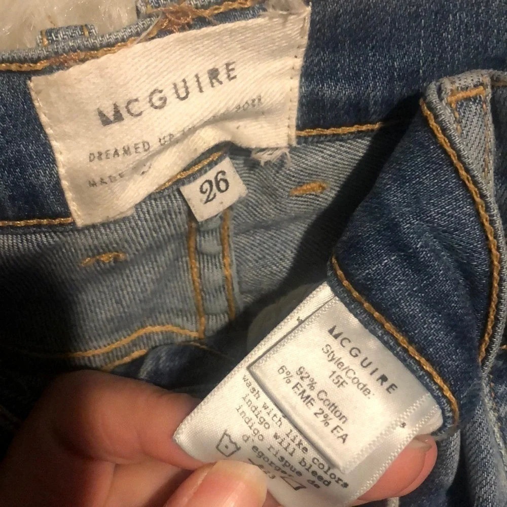 McGuire Light Wash Raw Hem Skinny Jeans 26